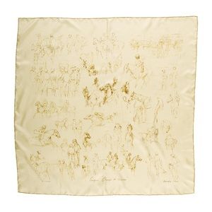 Hermes croquis champs de courses silk scarf